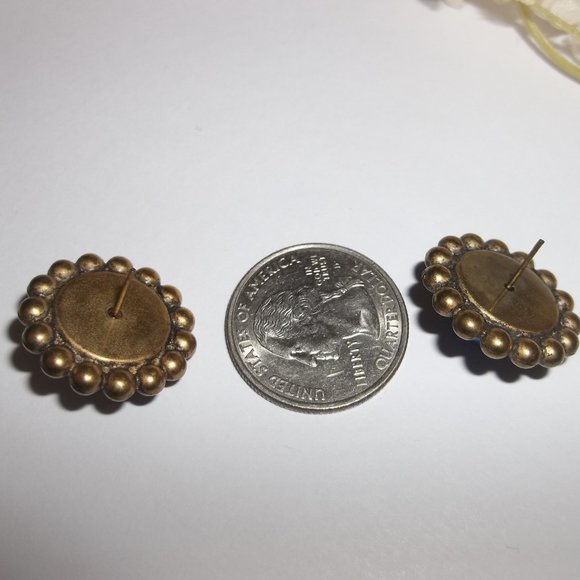 Blue & Bronze Earring Set Stud Post Back Fashion Accessory Jewelry Pair 6853 - Picture 5 of 6